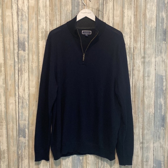 Club room Mens Navy 1/4 Zip Wool Mix Pullover Sweater | XL - Picture 2 of 11